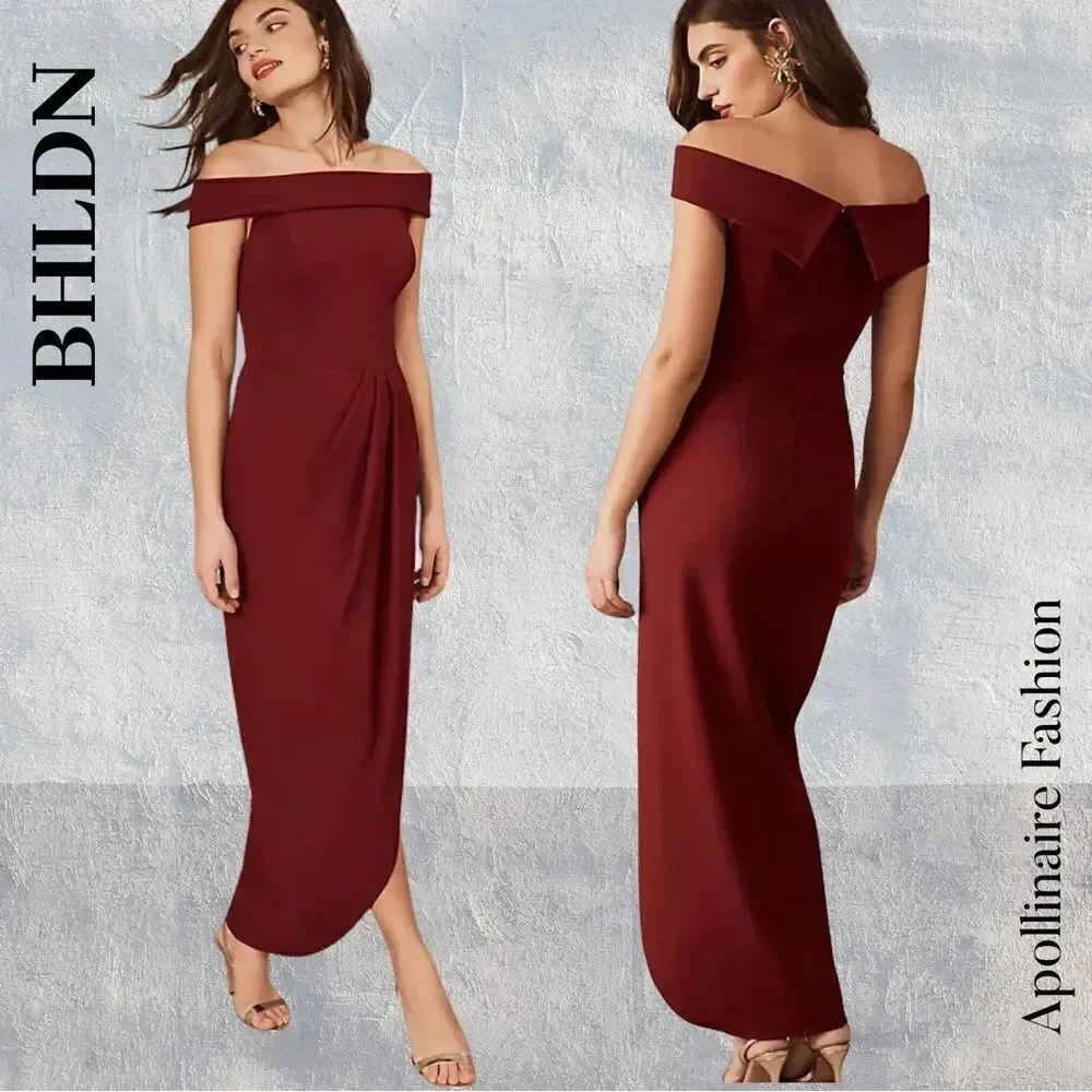 BHLDN THOMPSON OFF SHOULDER DRESS IN BURGUNDY RED SIZE 6 NWT